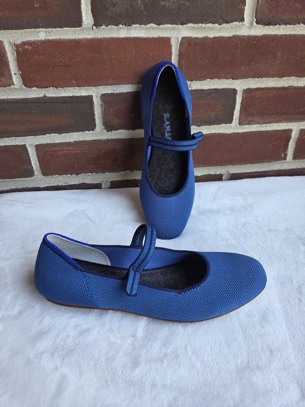 Rothy's The Mary Jane Blue Knit Flats Women's‎ Size 5.5 Washable Shoes